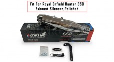 Fit For Royal Enfield Hunter 350 Stainless Steel Exhaust Silencer Polished - SPAREZO